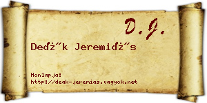 Deák Jeremiás névjegykártya